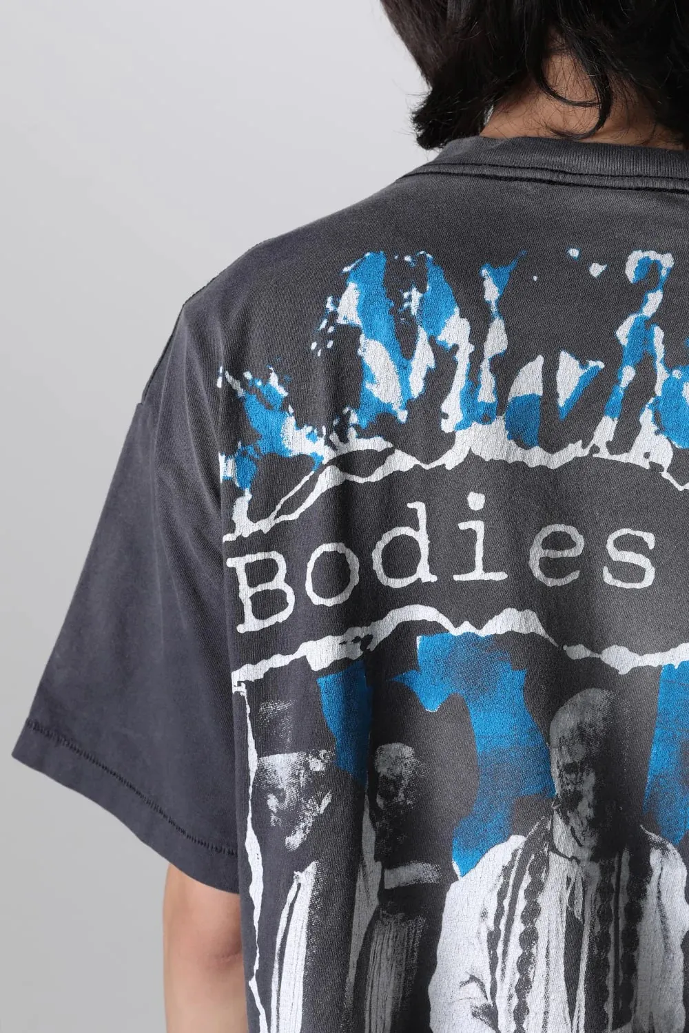 SAINT MICHAEL SS TEE/B FOR REAPER Jesus Hell's Angels Washed and Distressed Short Sleeves Washed Black S-XL Garment Dyed Printed Washed and Distressed